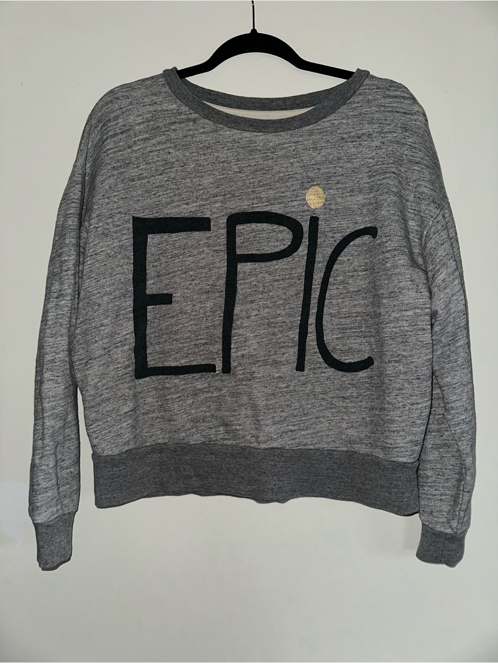 J. Crew Grey 'EPIC' Crewneck Sweatshirt with Gold Dot